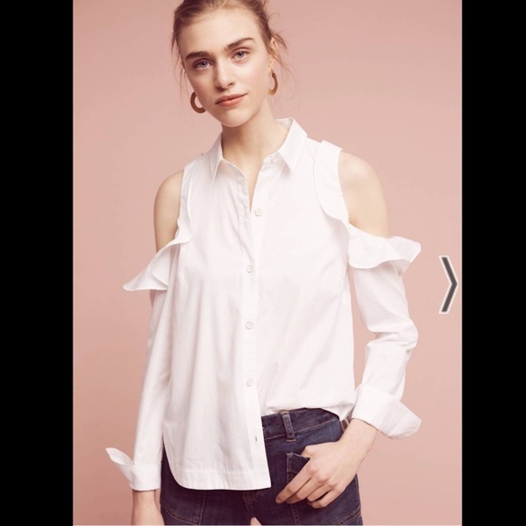 Anthropologie Tops - Anthropologie Maeve Ruffled open shoulder blouse